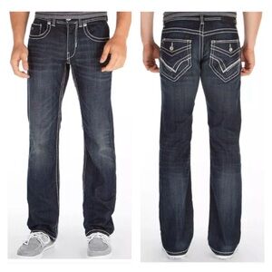 Buckle Black No 7 Straight Leg Fit Men’s Blue Jeans Stretch Flap Pocket 31 x 32